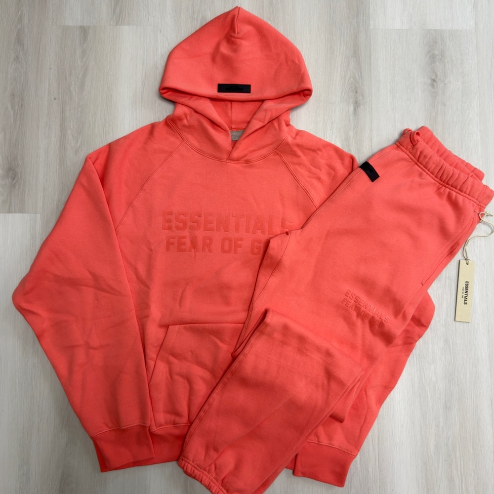 Fear of God Essentials Coral Hoodie and Sweatpants Set